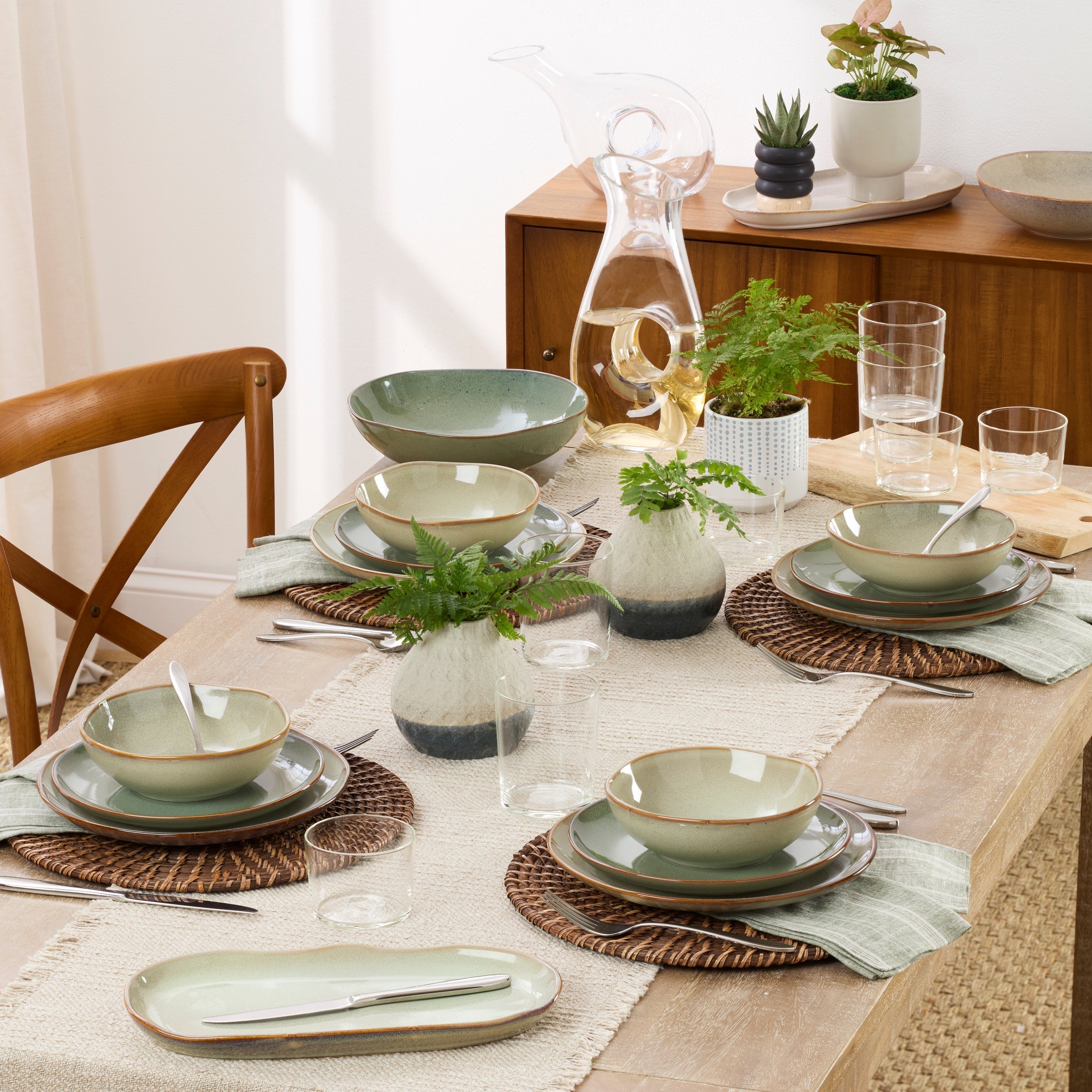 Organic Shades Sage 12-Piece Dinnerware Set