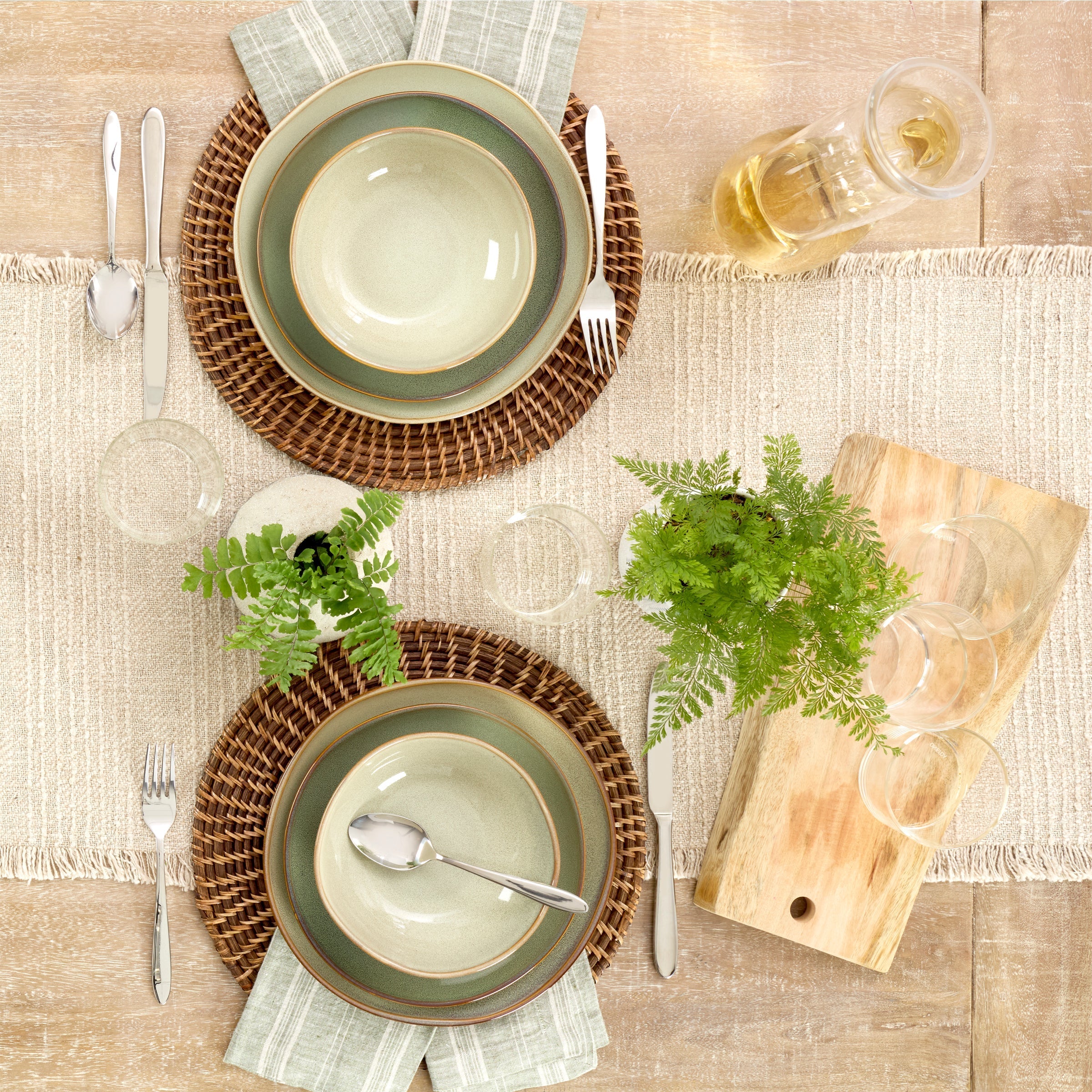 Organic Shades Sage 12-Piece Dinnerware Set