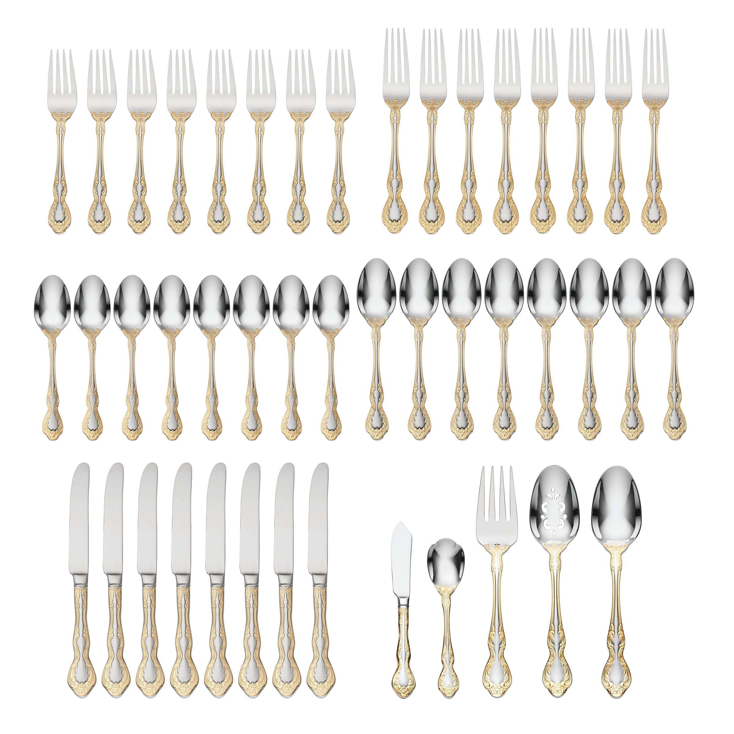 Golden Mandolina 45 Piece Flatware Set