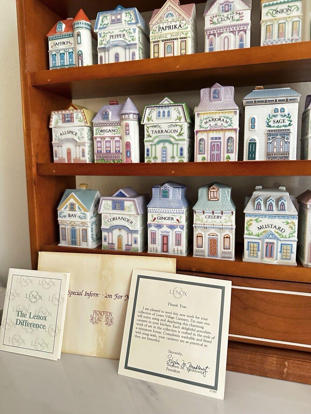 Vintage 1989 Lenox Spice Village COMPLETE 24 Set With Display Rack Shelf.