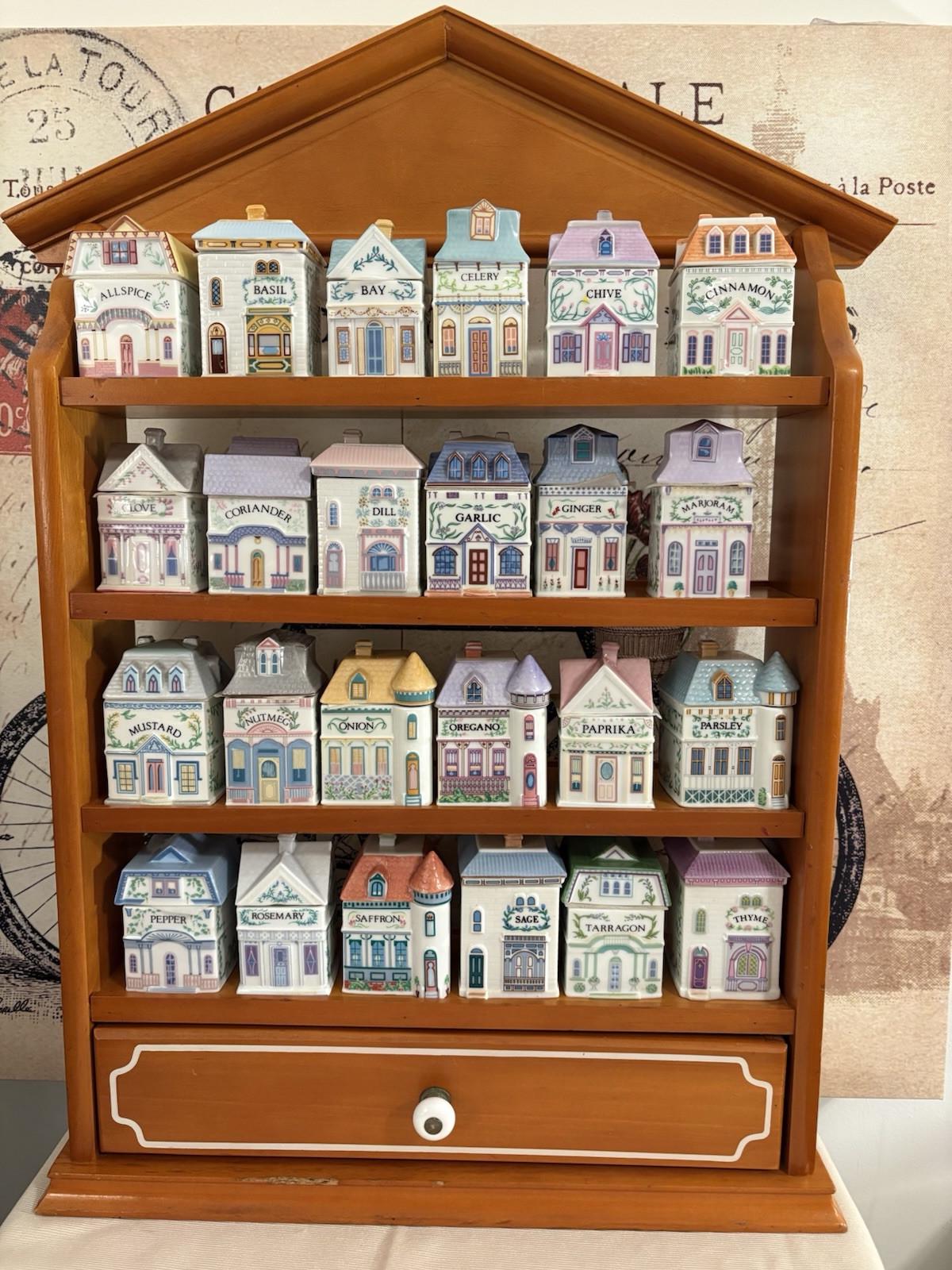 Vintage 1989 Lenox Spice Village Complete Set Of 24 Handcrafted Fine Porcelain