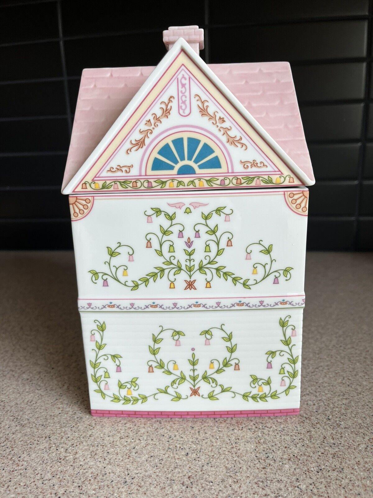 Lenox Spice Village Sugar Cottage Jar Canister 1990 Pink MINT