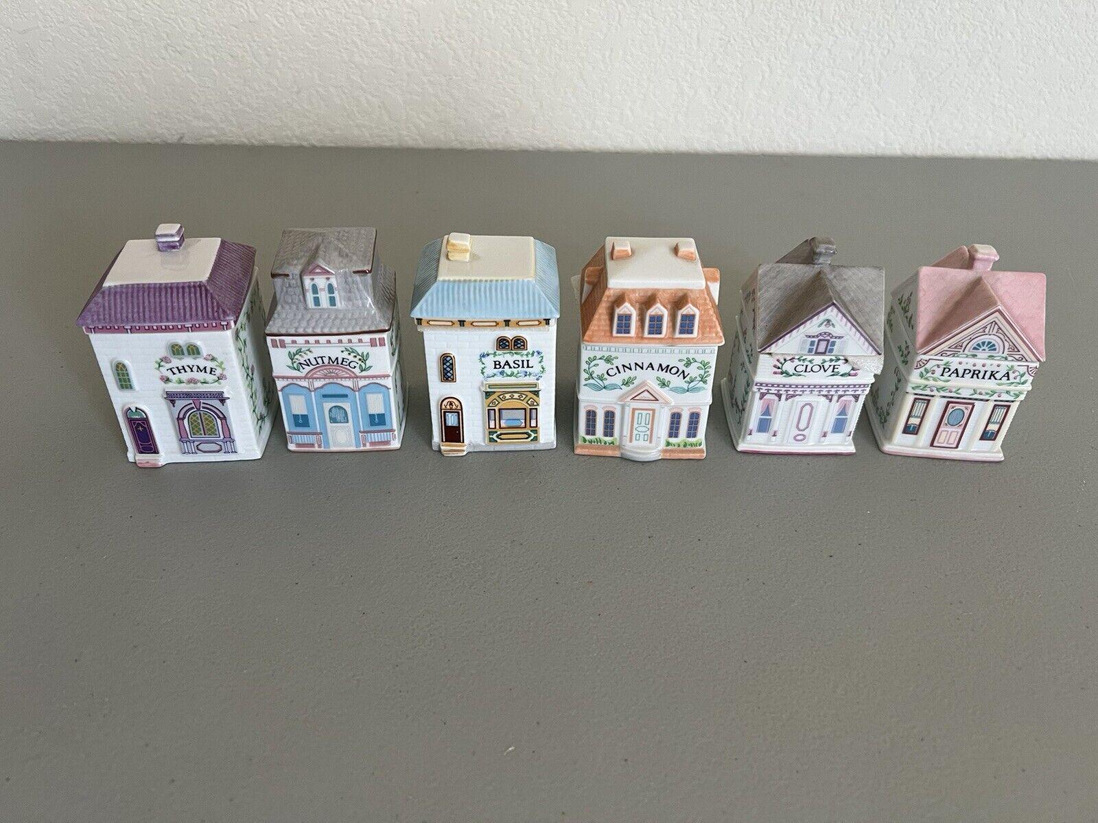 Lenox Spice Village Set Vintage 1989 Spice Jar Houses (18 Jars) with Rack