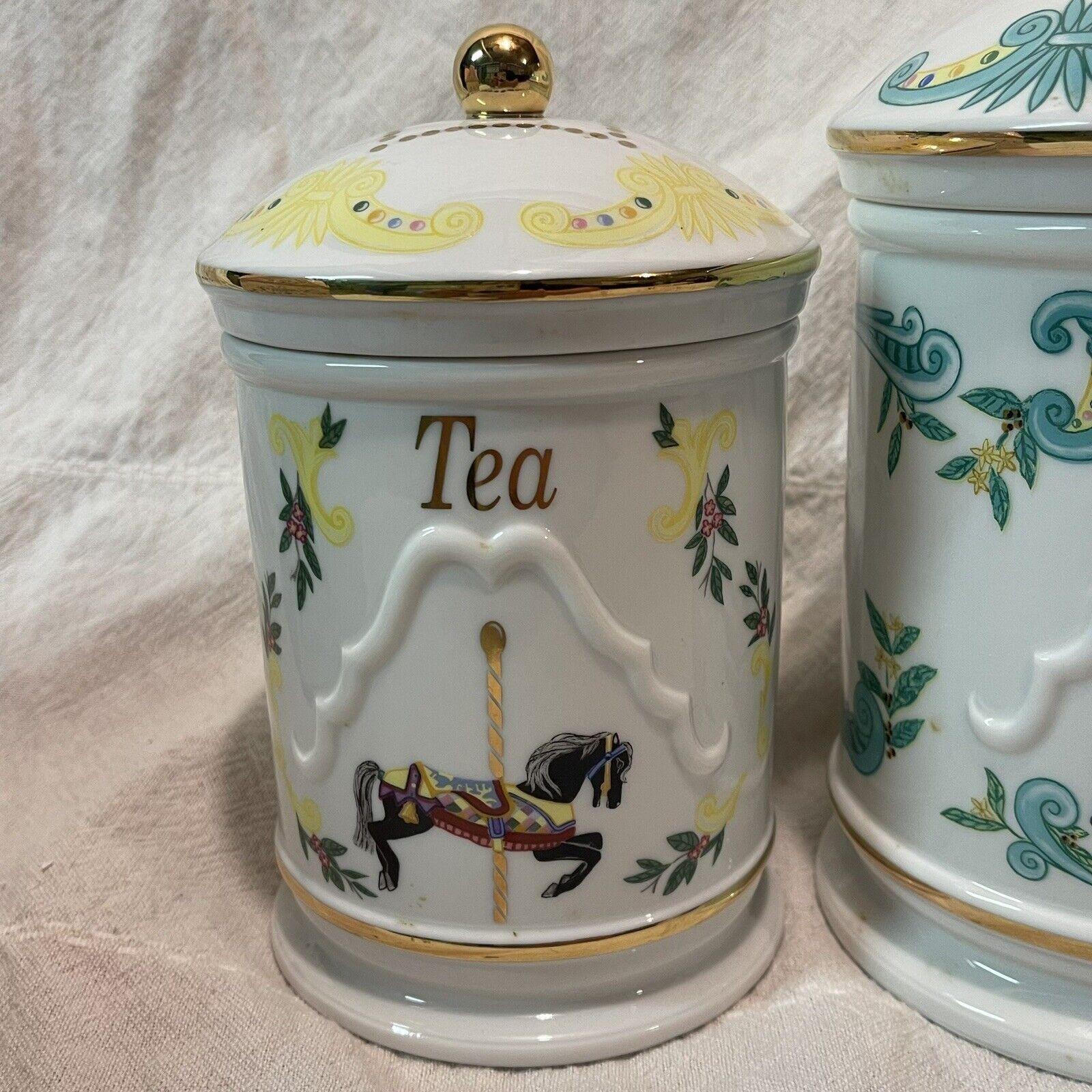 LENOX The Carousel Canister Set of 4 Flour Sugar Coffee Tea Vintage 1995