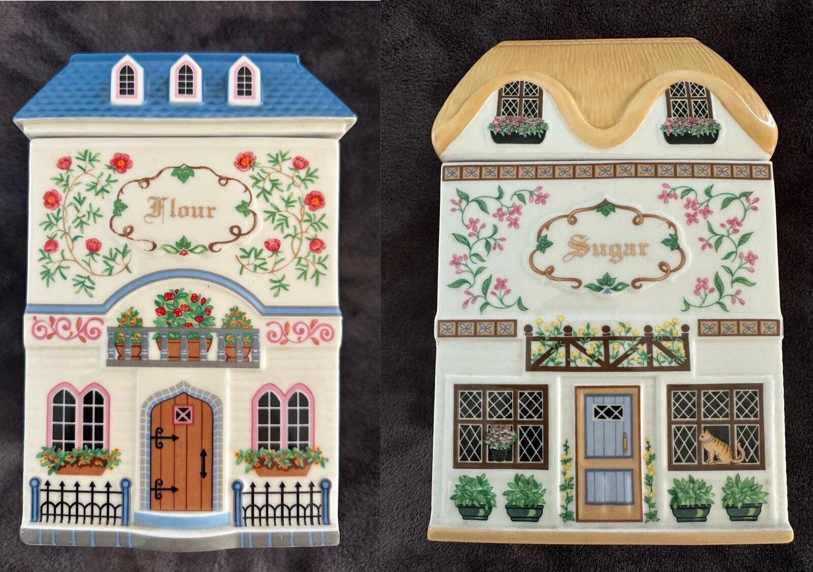 LENOX Spice Village CanTERBURY CroSSING CanISTER SUGAR FLOUR 1995 Fine Porcelain