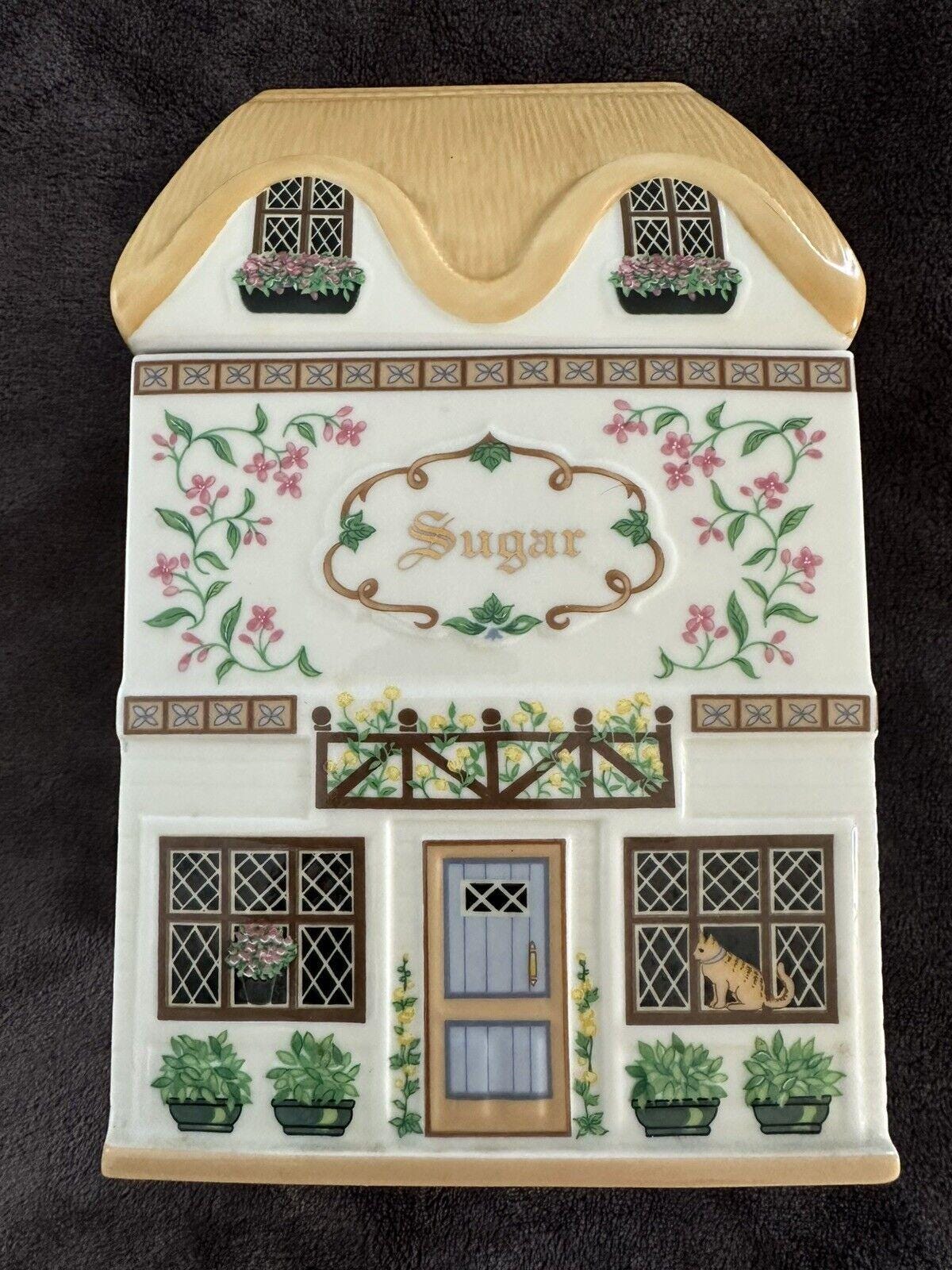 LENOX Spice Village CanTERBURY CroSSING CanISTER SUGAR FLOUR 1995 Fine Porcelain