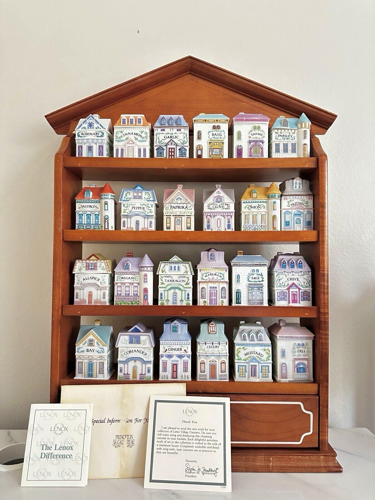 Vintage 1989 Lenox Spice Village COMPLETE 24 Set With Display Rack Shelf.