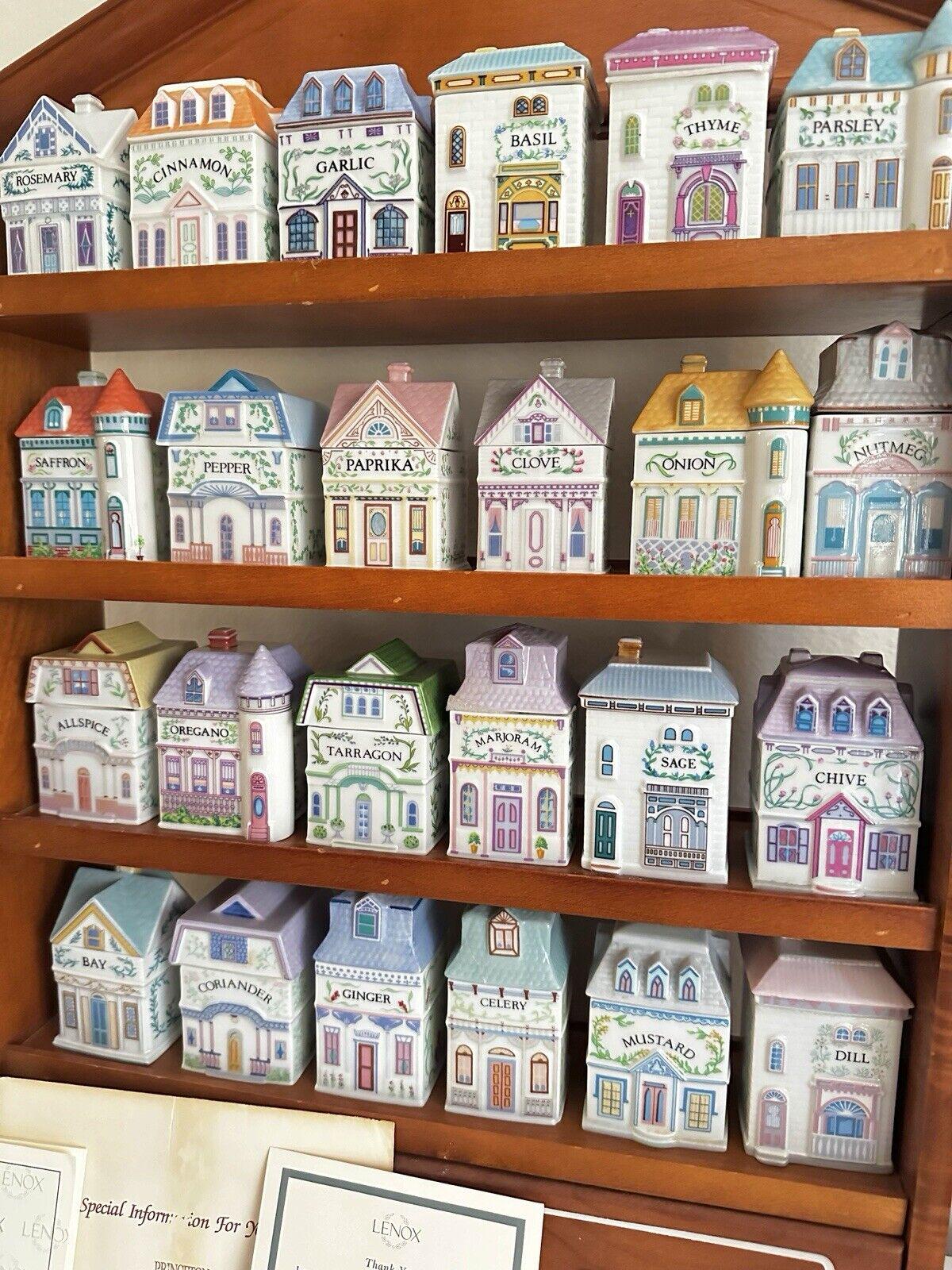 Vintage 1989 Lenox Spice Village COMPLETE 24 Set With Display Rack Shelf.