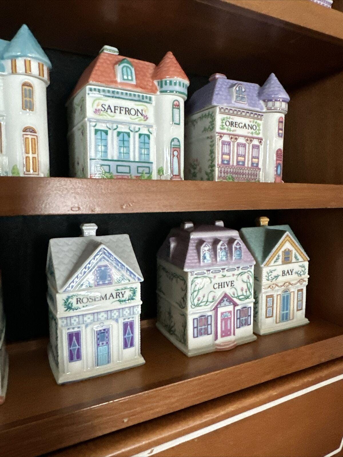 Lenox Spice Village 1989 Set Of 19 Spice House Jars And Wooden Rack Vintage