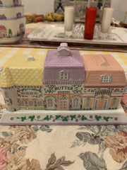 Lenox Spice Village Butter Dish 2 Piece Tray and Lid Porcelain Vintage 1992