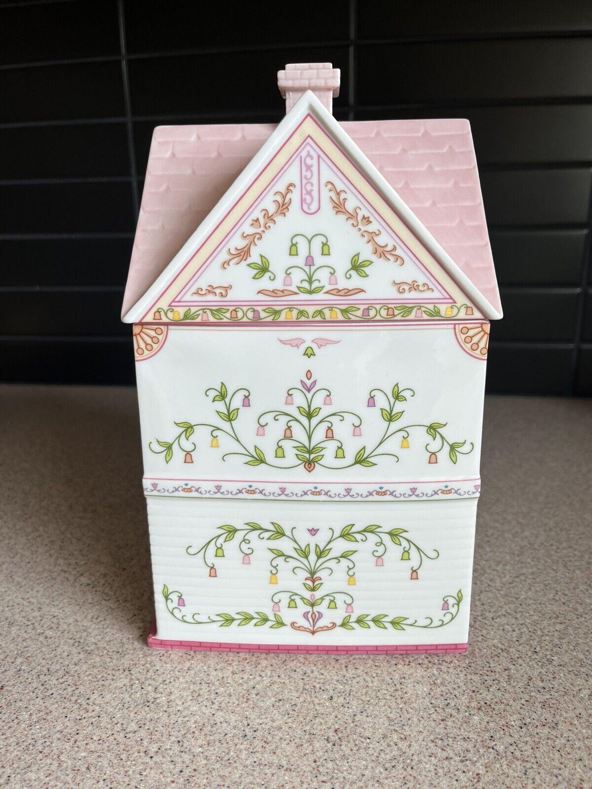 Lenox Spice Village Sugar Cottage Jar Canister 1990 Pink MINT