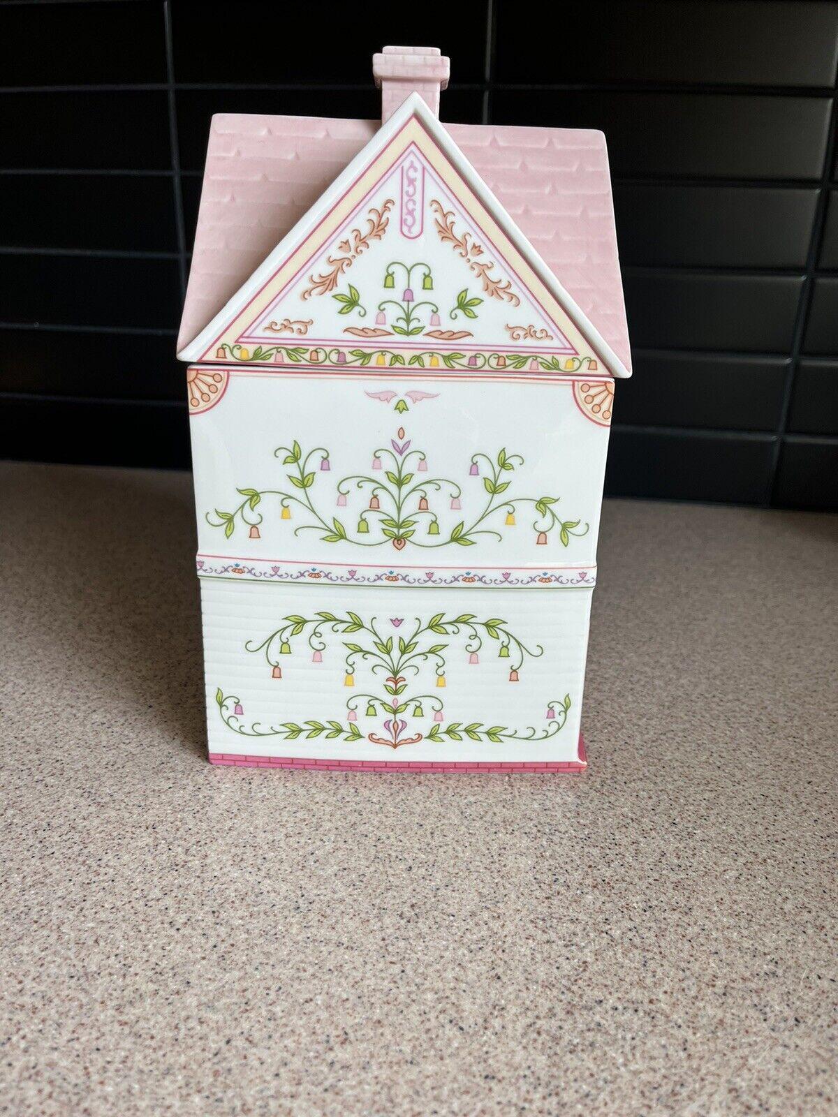 Lenox Spice Village Sugar Cottage Jar Canister 1990 Pink MINT