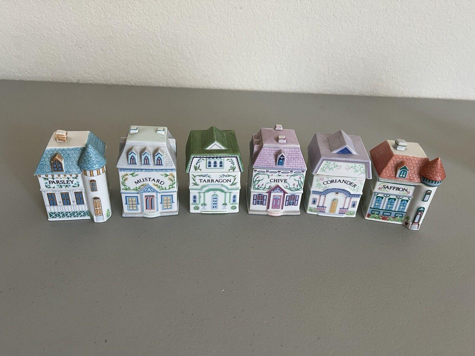 Lenox Spice Village Set Vintage 1989 Spice Jar Houses (18 Jars) with Rack