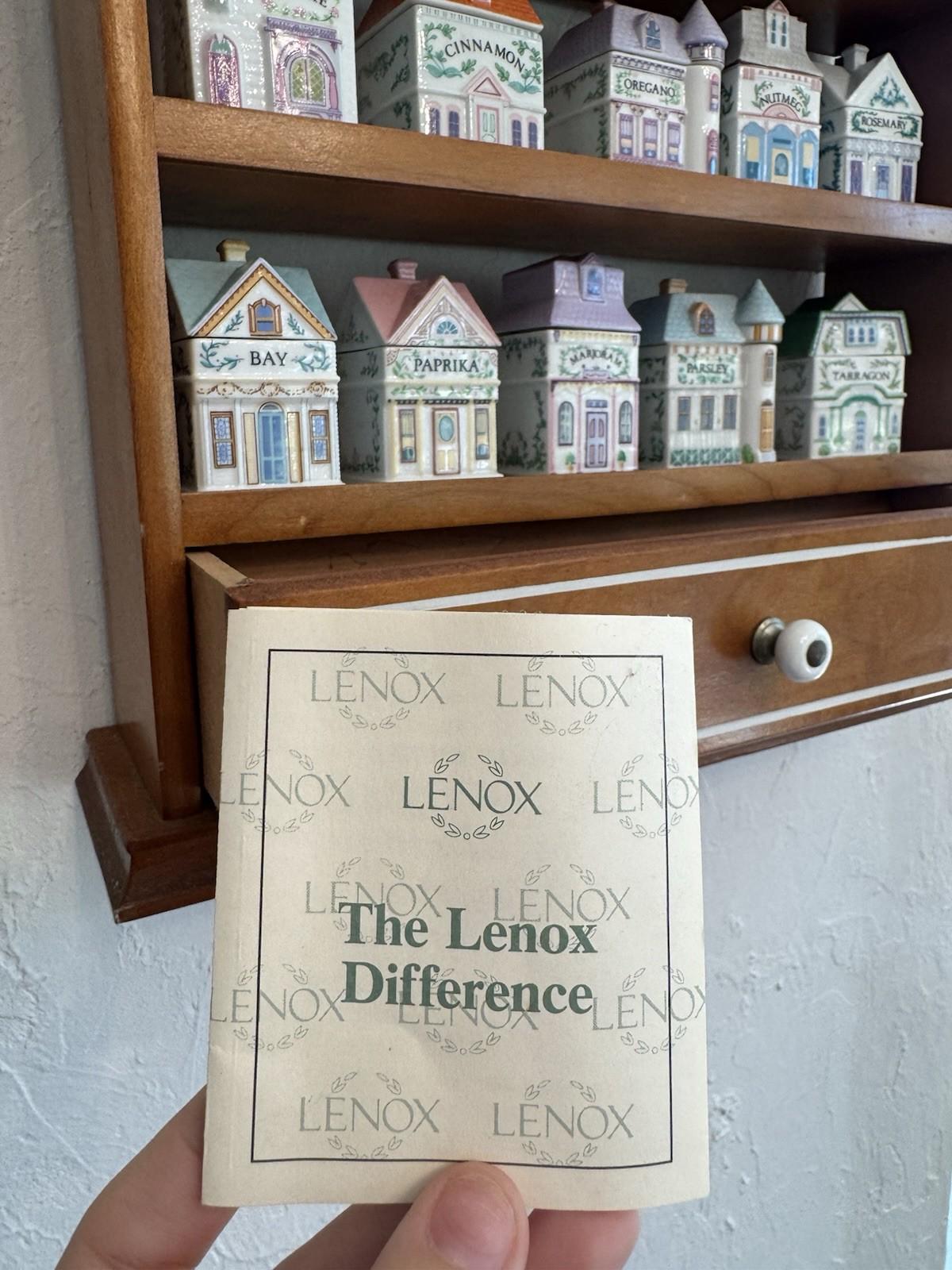1989 Lenox Village Spice Jars (19) & Original Spice Rack - READ