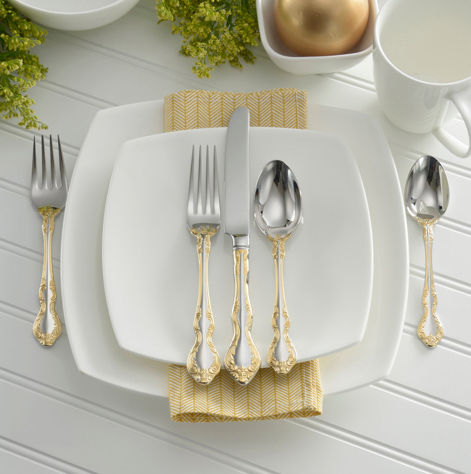Golden Mandolina 45 Piece Flatware Set