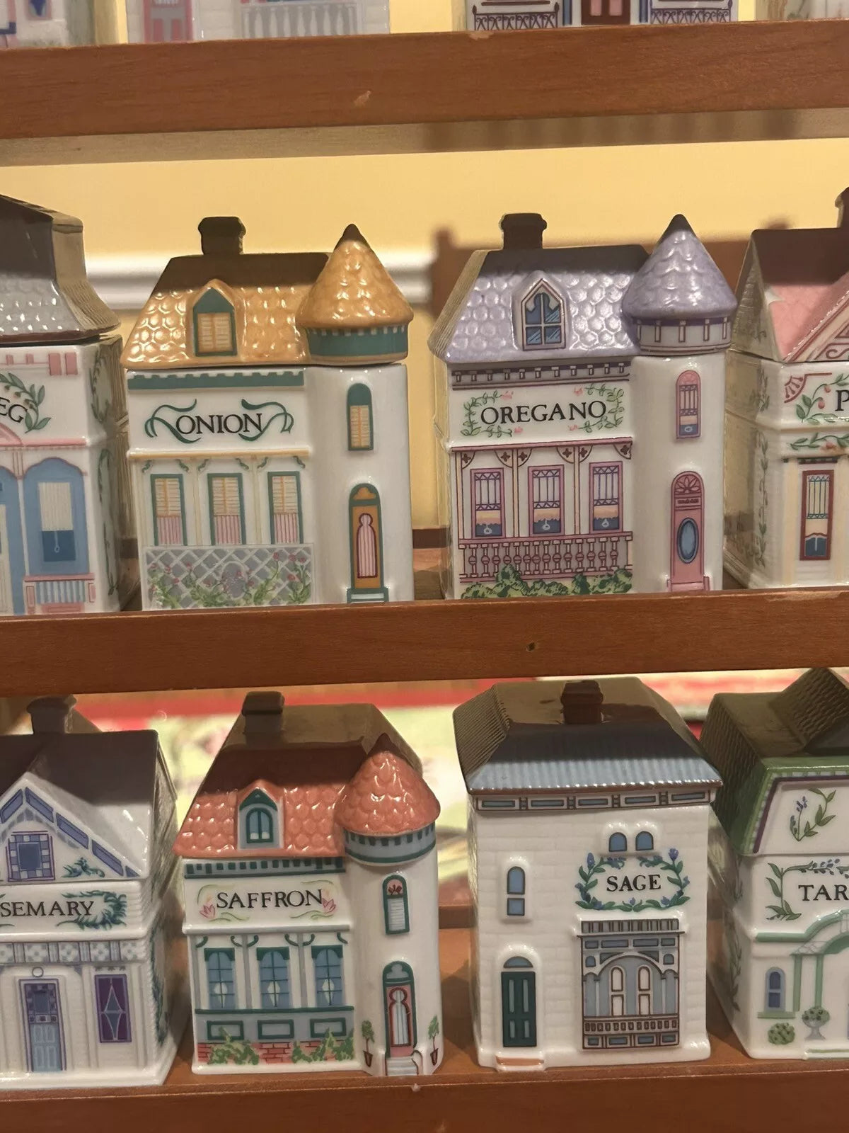 Vintage 1989 Lenox Spice Village Spice Jar Complete Set of 24 Houses with Rack