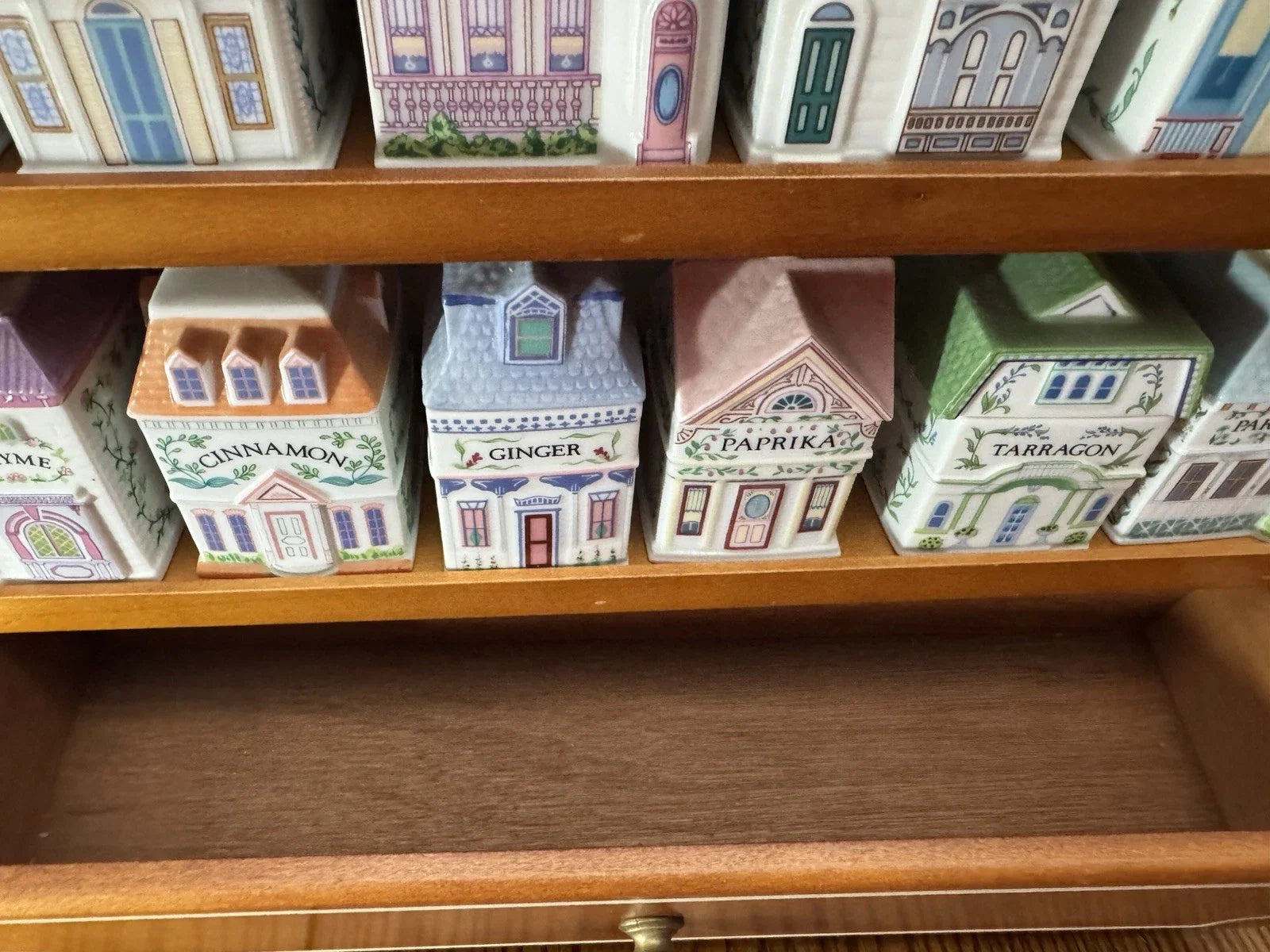 Vintage Lenox Spice Village 1989 Complete Set w/Wood House Rack All 24 Jars COA