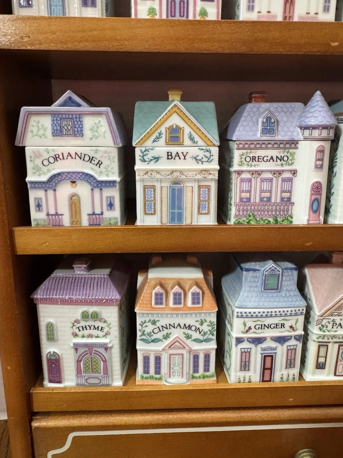 Vintage Lenox Spice Village 1989 Complete Set w/Wood House Rack All 24 Jars COA