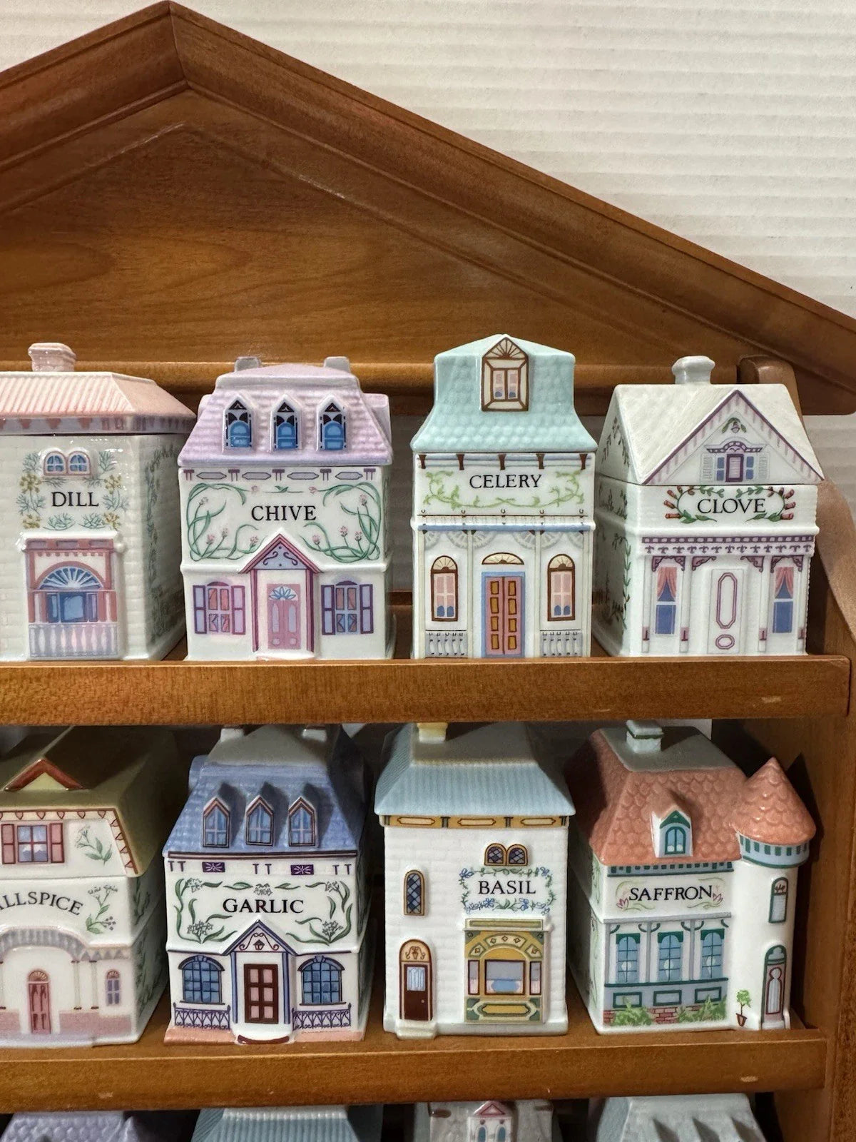 Vintage Lenox Spice Village 1989 Complete Set w/Wood House Rack All 24 Jars COA