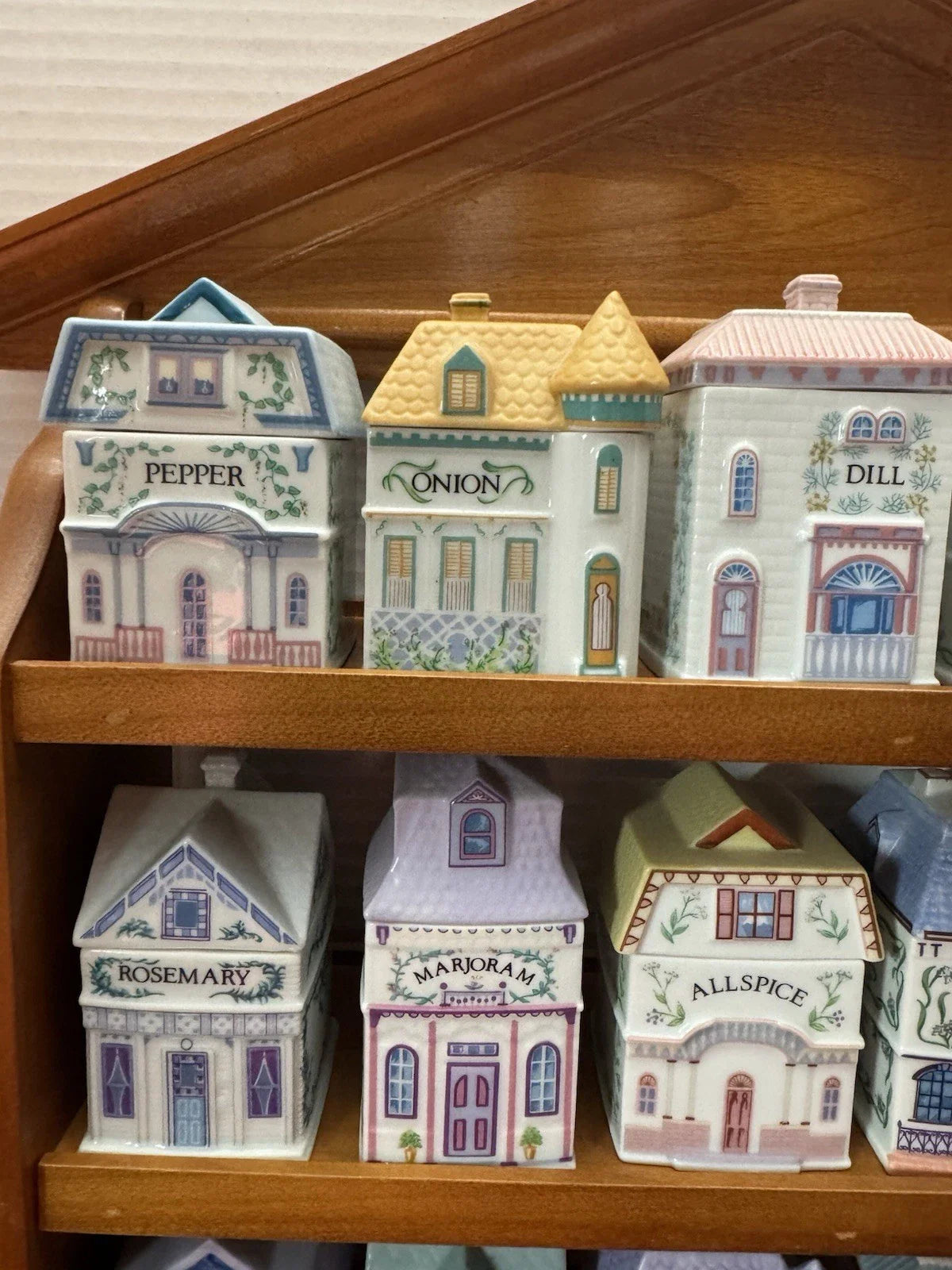 Vintage Lenox Spice Village 1989 Complete Set w/Wood House Rack All 24 Jars COA