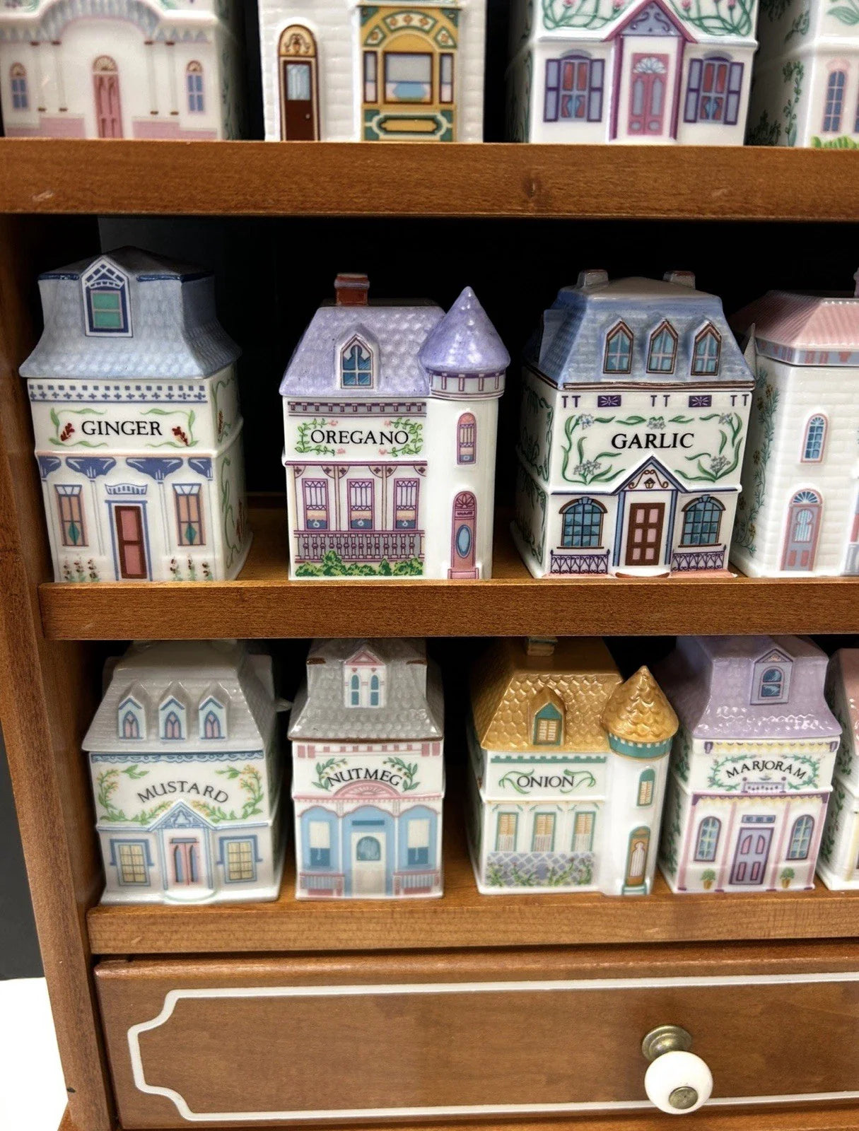 Lenox Spice Village Set Complete Vintage 1989 W/24 Spice Cottages & Rack
