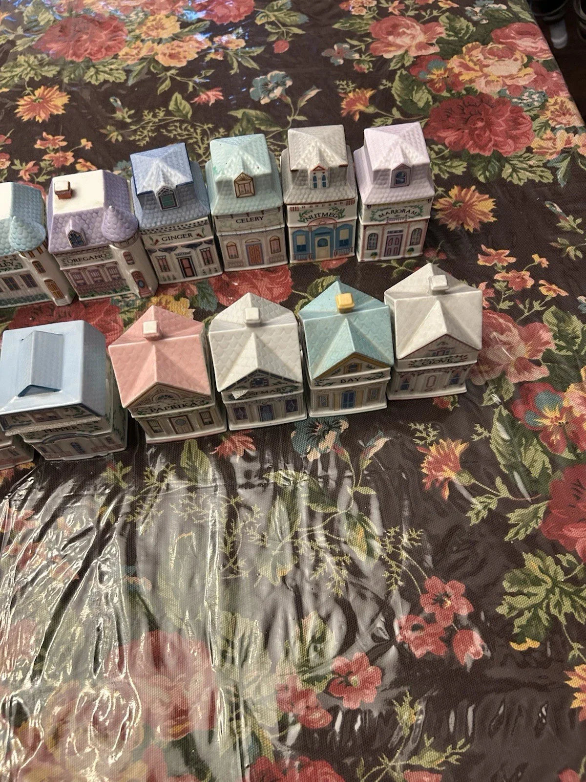 Lenox China Spice Houses. 1 missing & 2 have small chips. NO RACK!