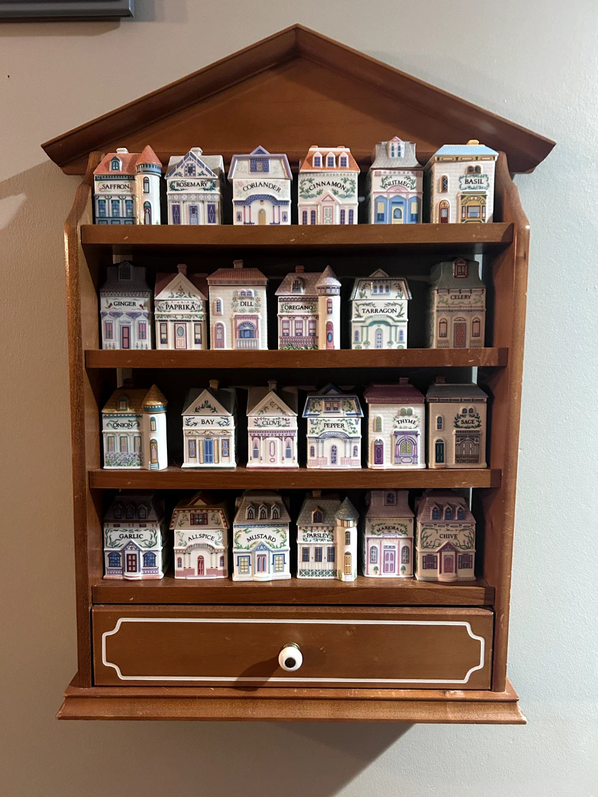 Lenox Spice Village 1989 Complete Set of 24 Jars & Display Shelf SEE PHOTOS READ