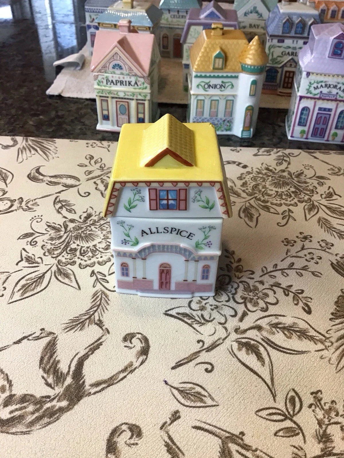 VINTAGE 1989 LENOX Spice Village Complete Set 24 Jar & Rack Porcelain Wood MINTY