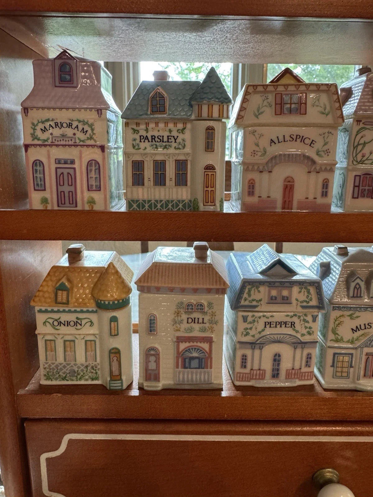 Vintage 1989 Lenox Spice Village Spice Jar Complete Set of 24 Houses with Rack