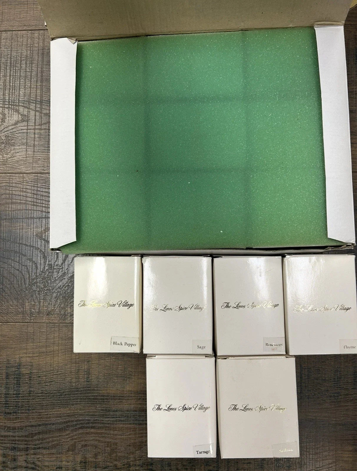 Lenox Spice Village Set Complete Vintage 1989 W/24 Spice Cottages & Rack