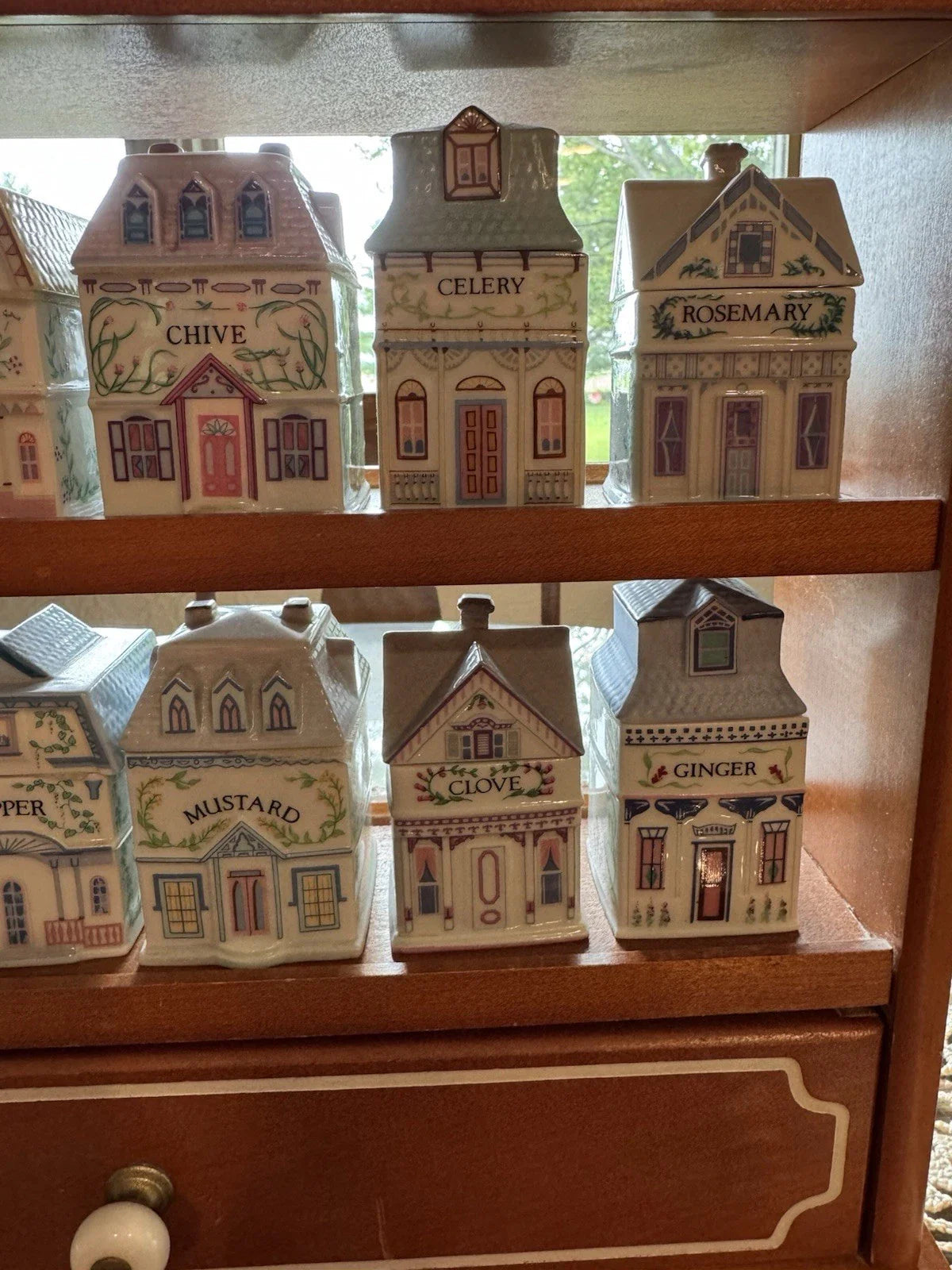 Vintage 1989 Lenox Spice Village Spice Jar Complete Set of 24 Houses with Rack