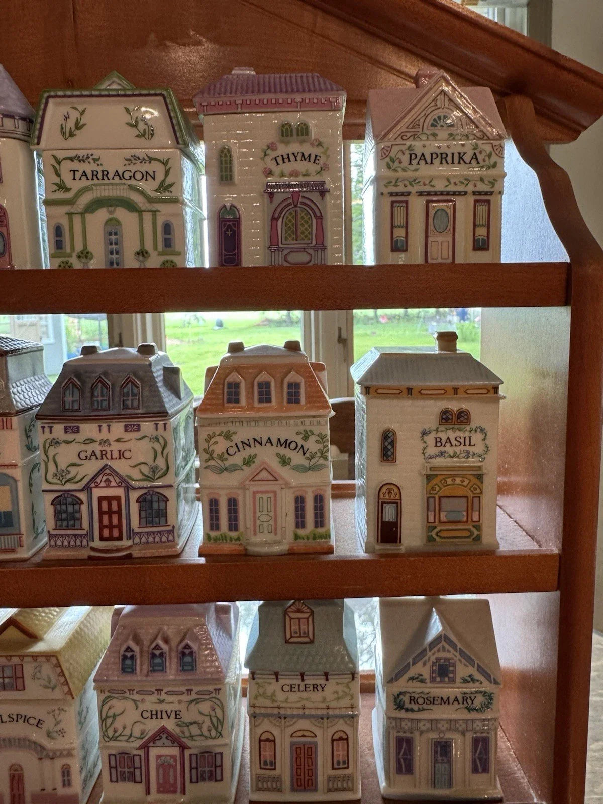 Vintage 1989 Lenox Spice Village Spice Jar Complete Set of 24 Houses with Rack