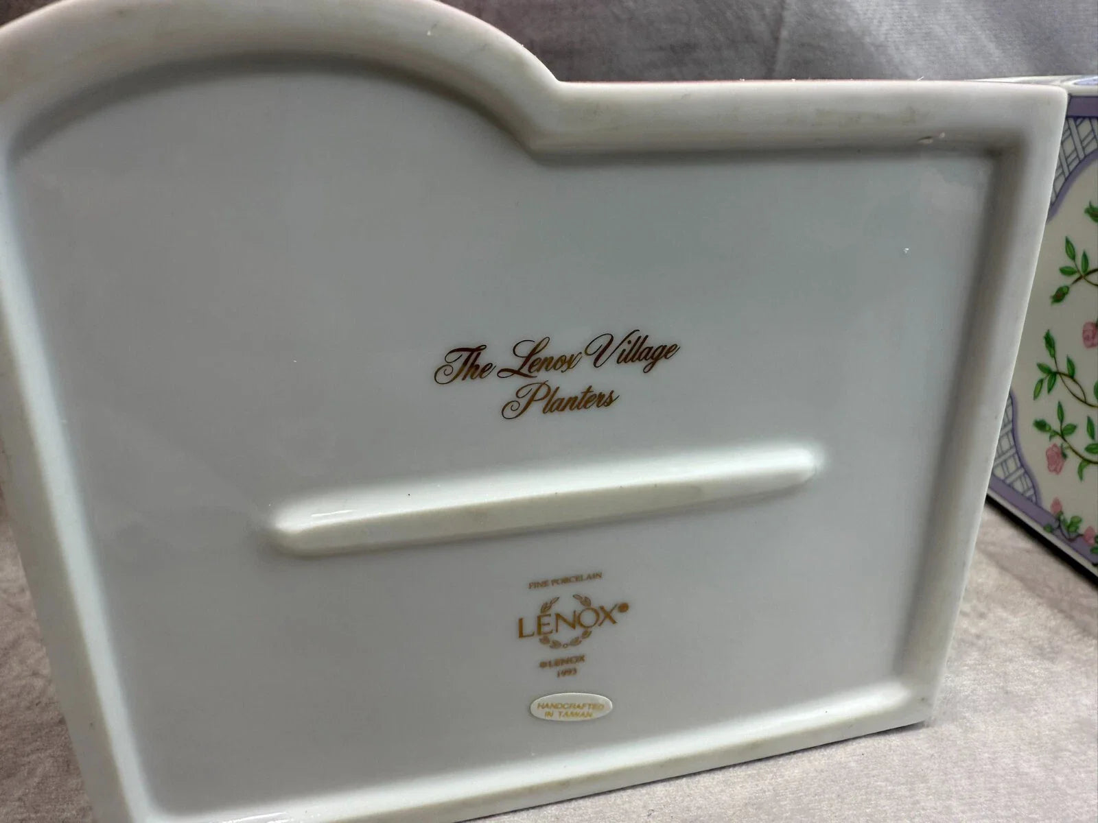 LENOX SPICE VILLAGE Planters Set 2 Pink & Blue 1993 Vintage w/ COA Box Porcelain