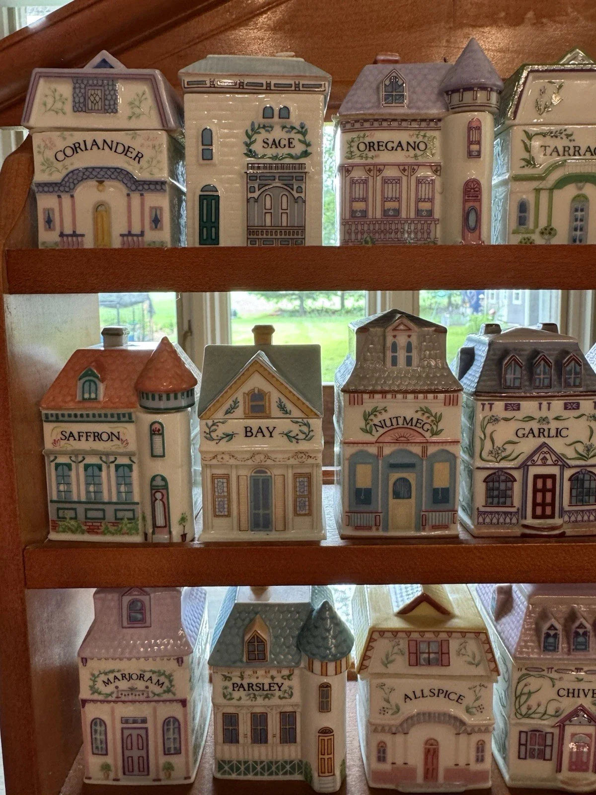 Vintage 1989 Lenox Spice Village Spice Jar Complete Set of 24 Houses with Rack