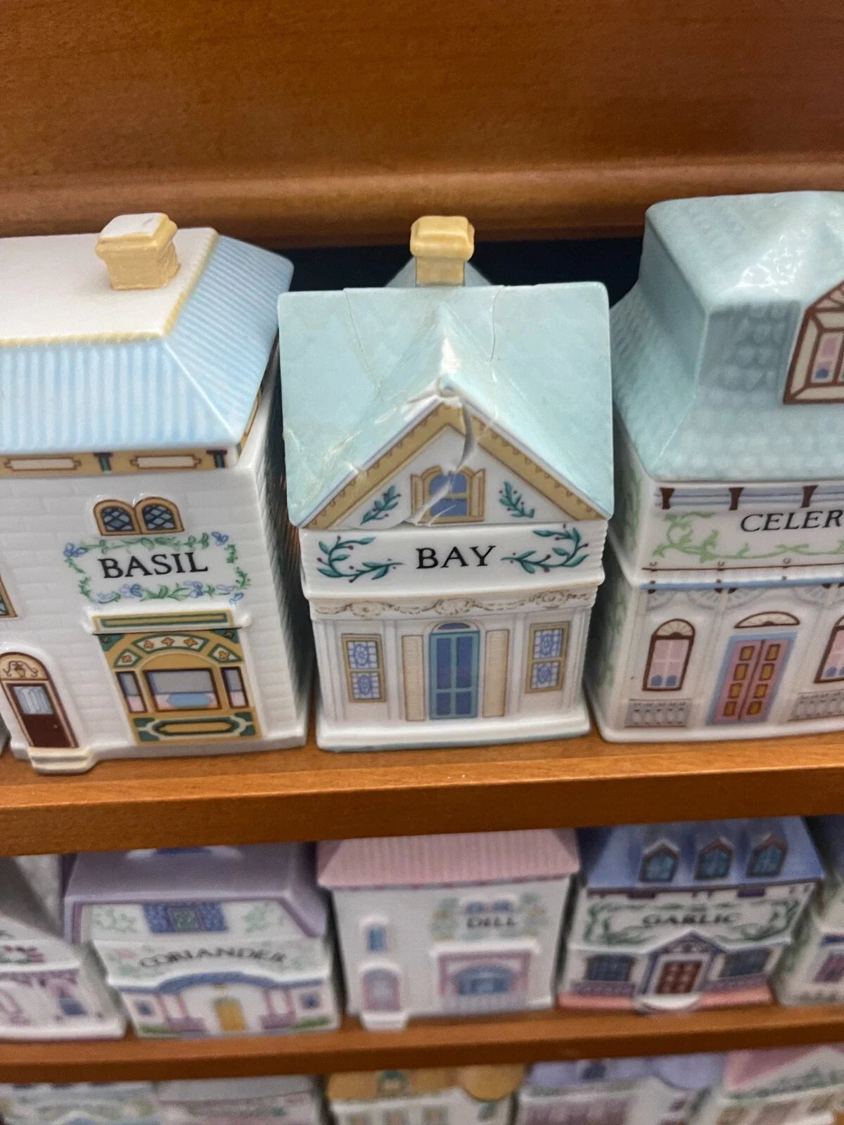 Vintage Lenox Spice Village 1989 Complete Set w/Wood House Rack All 24 Jars