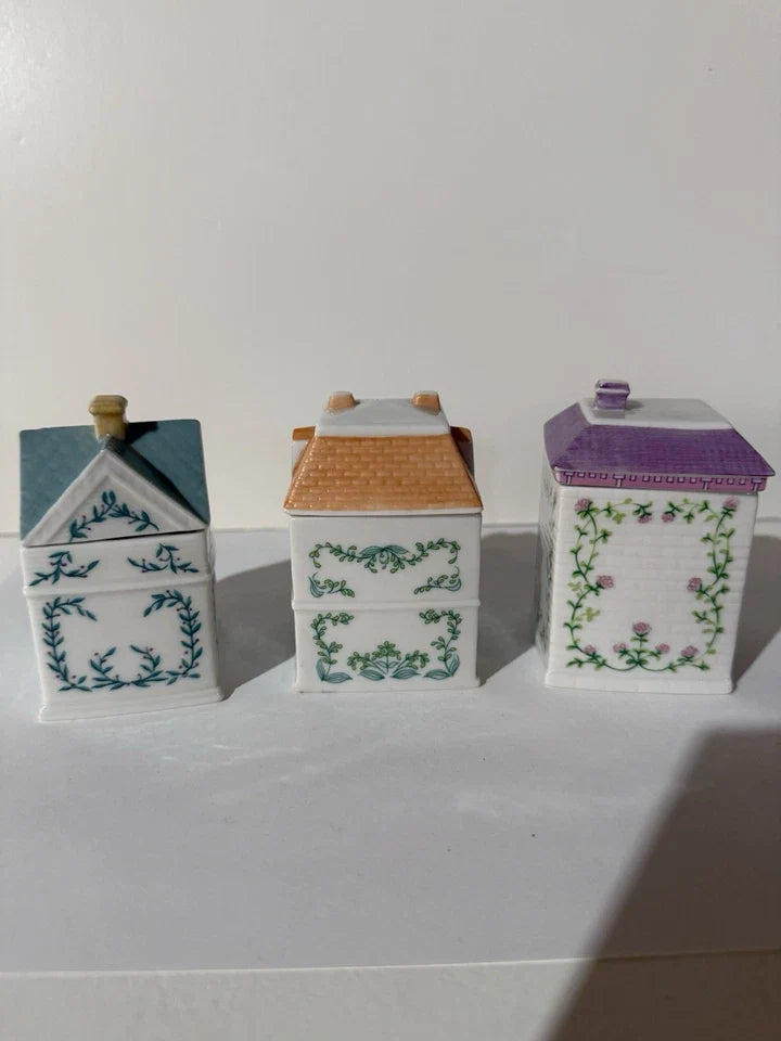 Vintage 1989 Lenox Spice Village Spice Jar Complete Set Of 24 Houses With Rack