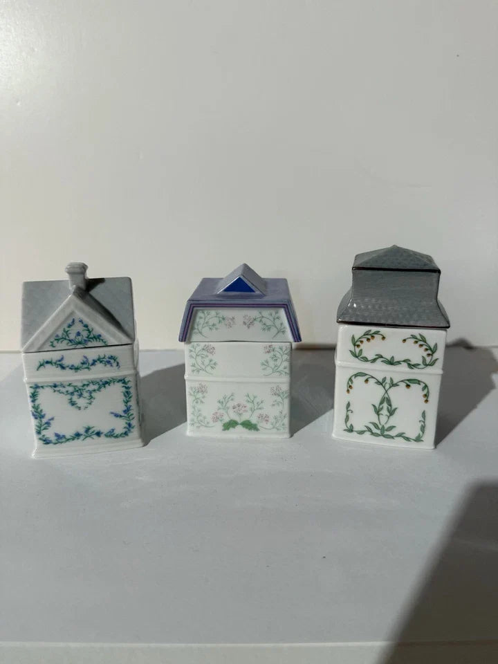 Vintage 1989 Lenox Spice Village Spice Jar Complete Set Of 24 Houses With Rack