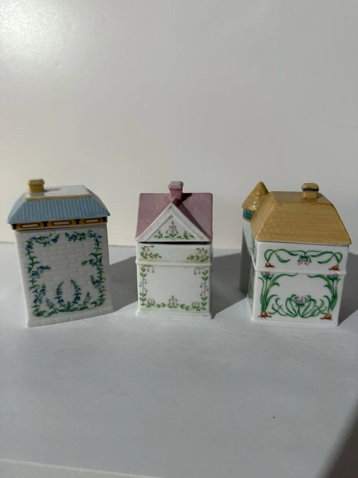 Vintage 1989 Lenox Spice Village Spice Jar Complete Set Of 24 Houses With Rack