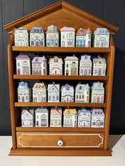 Vintage 1989 Lenox Spice Village Spice Jar Complete Set Of 24 Houses With Rack