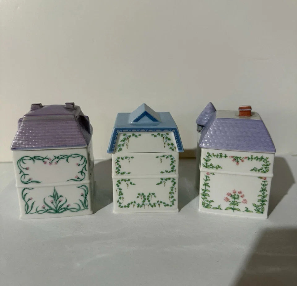 Vintage 1989 Lenox Spice Village Spice Jar Complete Set Of 24 Houses With Rack