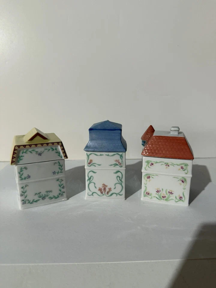 Vintage 1989 Lenox Spice Village Spice Jar Complete Set Of 24 Houses With Rack