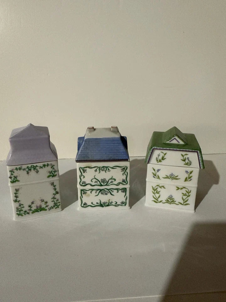 Vintage 1989 Lenox Spice Village Spice Jar Complete Set Of 24 Houses With Rack